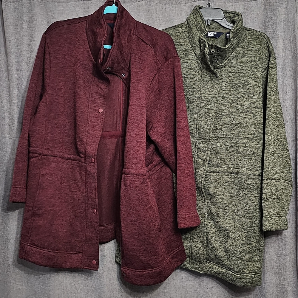Lands' End Fleece Sweater Coat 2XP 20W-22W Bordeaux Plus Size Jacket NEW
